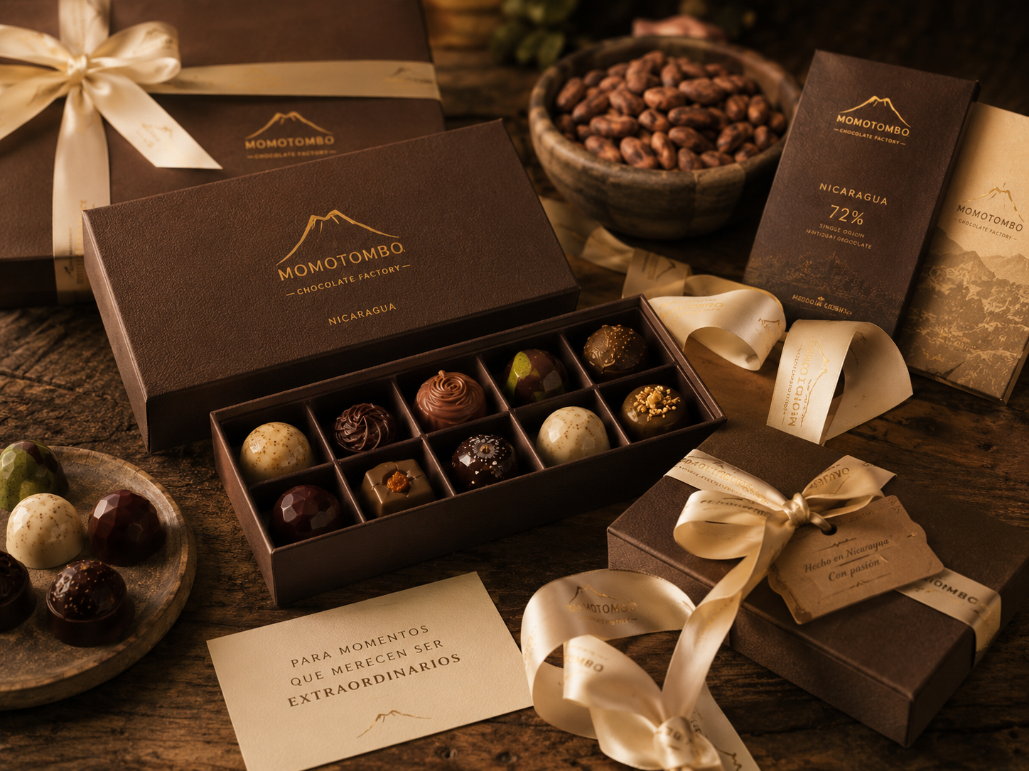 Cajas de regalo premium con chocolates artesanales
